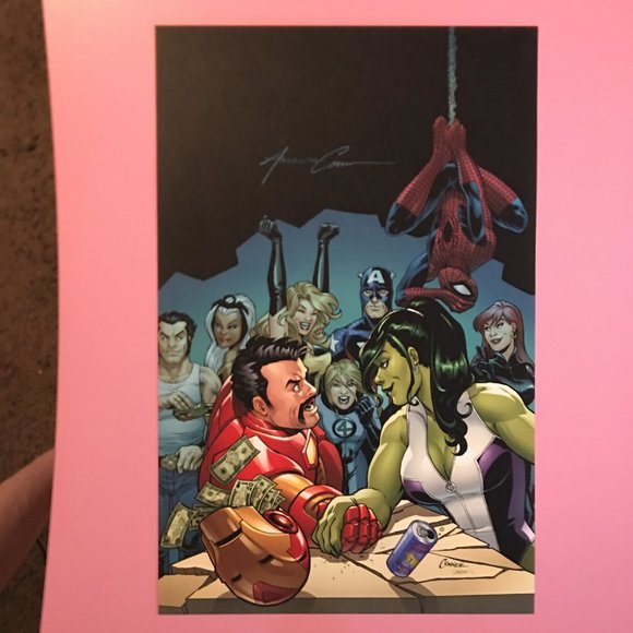 NEW, SIGNED Iron-Man Vs She-Hulk Print - Picture 2 of 8